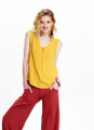 Yellow Sleeveless Bohemian Blouse with Coconut Button Details