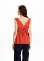 Burnt Orange Bohemian Blouse with Shoulder Ties and Waist Tie