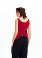 Maroon Flowing Viscose Bohemian Blouse with Rounded Wrap Hem