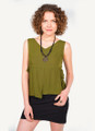 Khaki Stylish Bohemian Blouse with V-Neck and Side Ties
