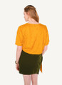 Yellow Patterned Wrap Summer Bohemian Blouse with Short Sleeves