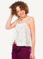 Cream Patterned Boho Blouse with High-Low Hem and Adjustable Straps