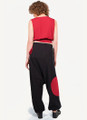 Black Cotton Harem Pants with Round Patch Detail and Elastic Waist