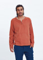Cotton Bohemian Men's Summer Shirt with Round Neck Burnt Orange