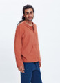 Cotton Bohemian Men's Summer Shirt with Round Neck Burnt Orange