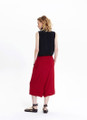 Dark Red Viscose Palazzo Pants with Button Closure