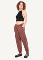 Black Patterned Cotton Harem Pants with Elastic Waist and Cuffs