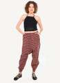 Black Patterned Cotton Harem Pants with Elastic Waist and Cuffs