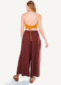 Brown Wide-Leg Bohemian Pants with Front Pleats