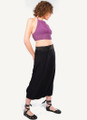 Black Skirt-Like Harem Pants with Adjustable Waist