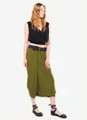 Khaki Skirt-Like Harem Pants with Adjustable Waist