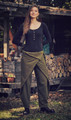 Khaki Cotton Wrap-Front Hippie Pants for Winter