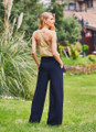 Viscose Bohemian Pants with Large Button Closure