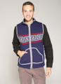 Dark Blue Patterned Knitted Men's Vest with Fleece Lining