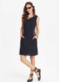 Black Casual Cotton Dress with Patterned Pockets