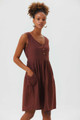 Fit and Flare Cotton Dress Brown