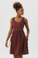 Fit and Flare Cotton Dress Brown