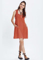 Burnt Orange Elegance Cotton Mini Dress