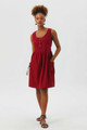 Fit and Flare Cotton Dress Maroon