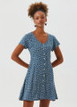 Short Sleeve Floral Mini Summer Dress Blue