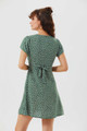 Short Sleeve Floral Mini Summer Dress Green