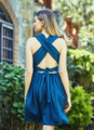 Blue Open Back Short Summer Dress