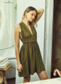 Green Open Back Short Summer Dress