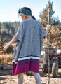Patterned Long Crochet Poncho Pink