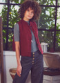 Band Collar Red Women's Vest