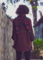 Cowl Neck Patterned Women's Poncho Maroon