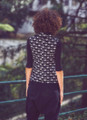 Printed Cowl Neck Vest Top Black
