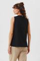 Asymmetric Round Neck Cotton Top Black
