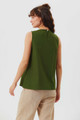 Asymmetric Round Neck Cotton Top Green