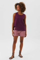 Asymmetric Round Neck Cotton Top Purple