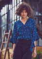 Long Sleeve Petrol Blue Wrap Top