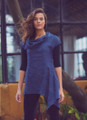 Blue Melange Cowl Neck Tunic Top