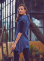 Blue Melange Cowl Neck Tunic Top