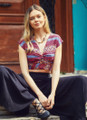 Double Breasted Maroon Printed Crop Top