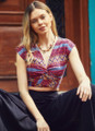 Double Breasted Maroon Printed Crop Top