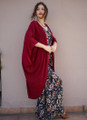 Printed Print Long Kimono Maroon