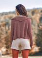 Long Sleeve Cowl Neck Boho Top Brown