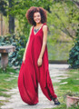 Maroon Asymmetric Hippie Style Harem Jumpsuit
