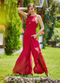 Fit and Flare Maroon Slit Jumpsuit