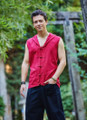 Maroon Sleeveless Knot Button Men's Shirt