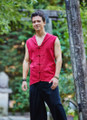 Maroon Sleeveless Knot Button Men's Shirt