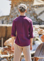 Purple Long Sleeve Band Collar Men's Shirt