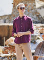 Purple Long Sleeve Band Collar Men's Shirt