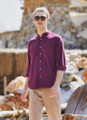 Purple Long Sleeve Band Collar Men's Shirt