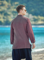 Knot Button Band Collar Men's Shirt Brown