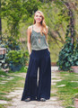 Plated Palazzo Pants Black